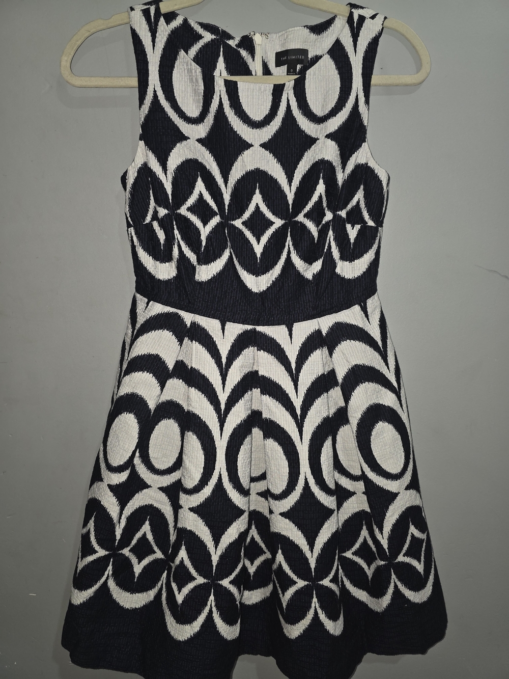 The Limited Navy & White Patterned Fit-and-Flare Dress-Size 0